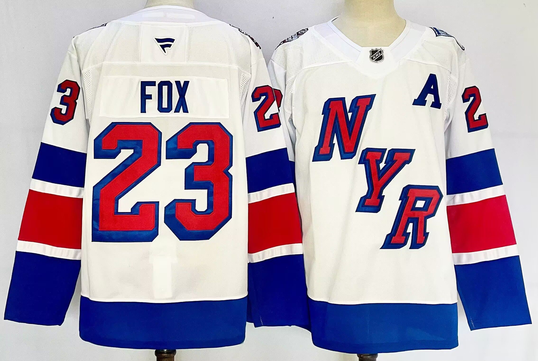 Men New York Rangers 23 Fox White 2025 Home Premier Player NHL Jersey